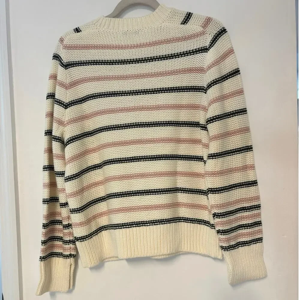 NWT Madewell Cotton Crewneck Sweater in Stripe In Dark Loden Stripe Size S